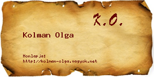Kolman Olga névjegykártya